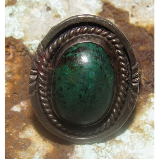 VTG Navajo Chrysocolla Turquoise Ring Size 10 Sterling