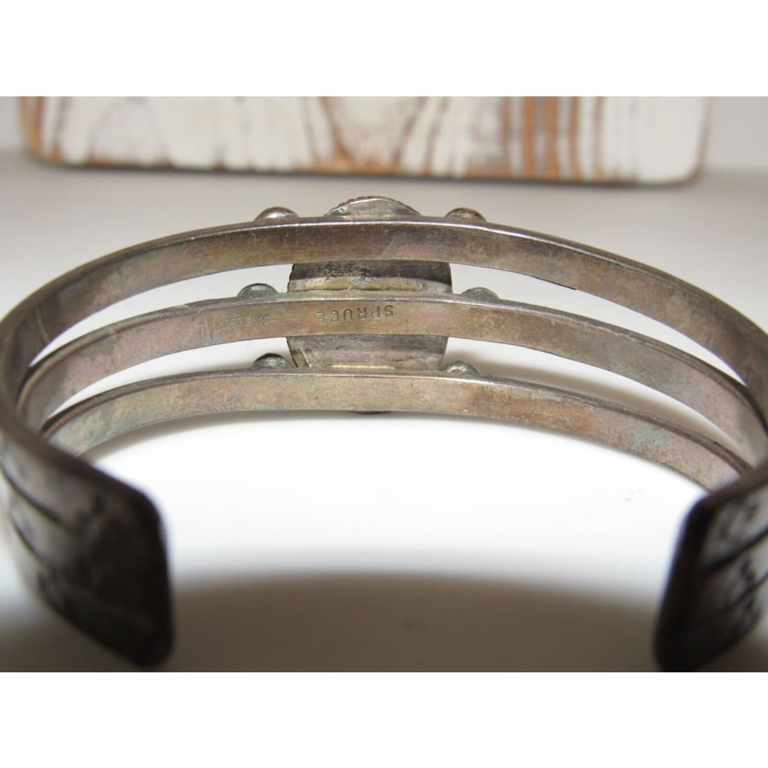 VTG Navajo Ingot Cuff Bracelet Kingman Turquoise Sterling