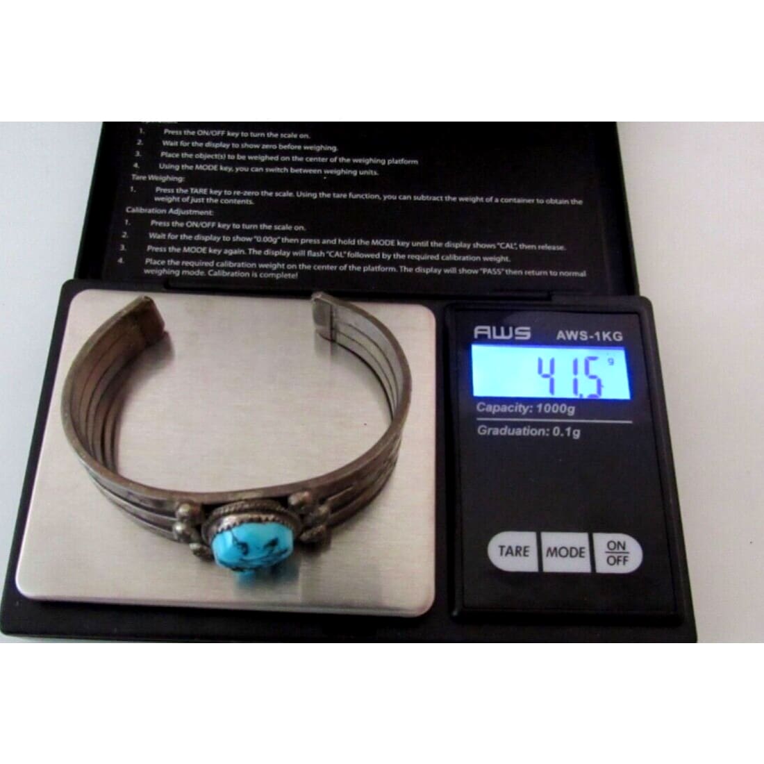 VTG Navajo Ingot Cuff Bracelet Kingman Turquoise Sterling
