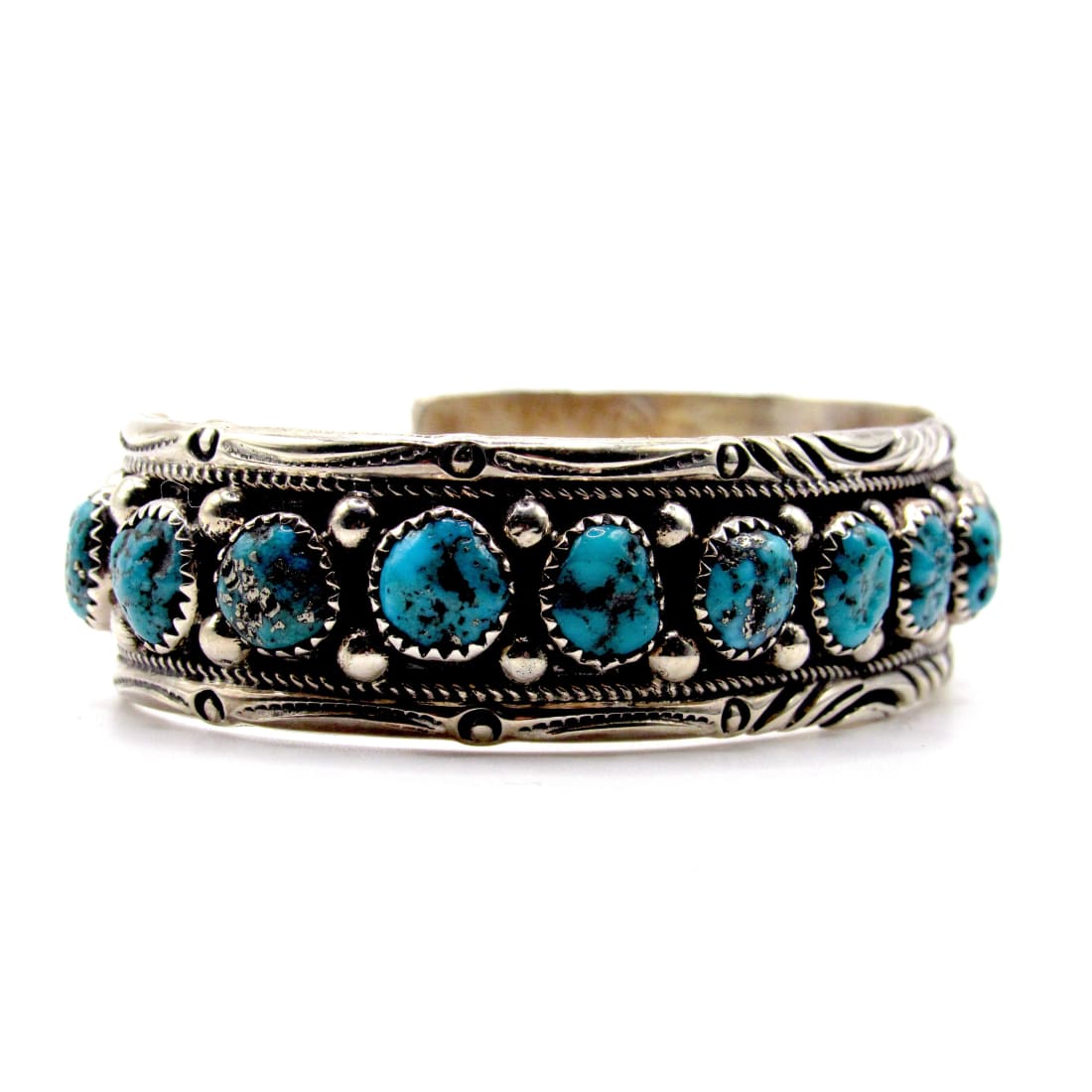 VTG Navajo Morenci Turquoise Cluster Cuff Bracelet R.