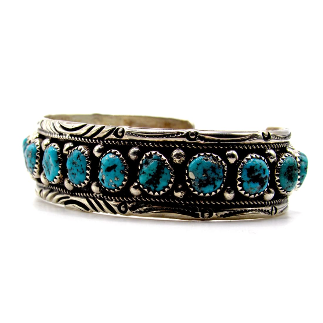 VTG Navajo Morenci Turquoise Cluster Cuff Bracelet R.