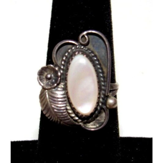 VTG Navajo Mother of Pearl Ring Size 5 Sterling Silver