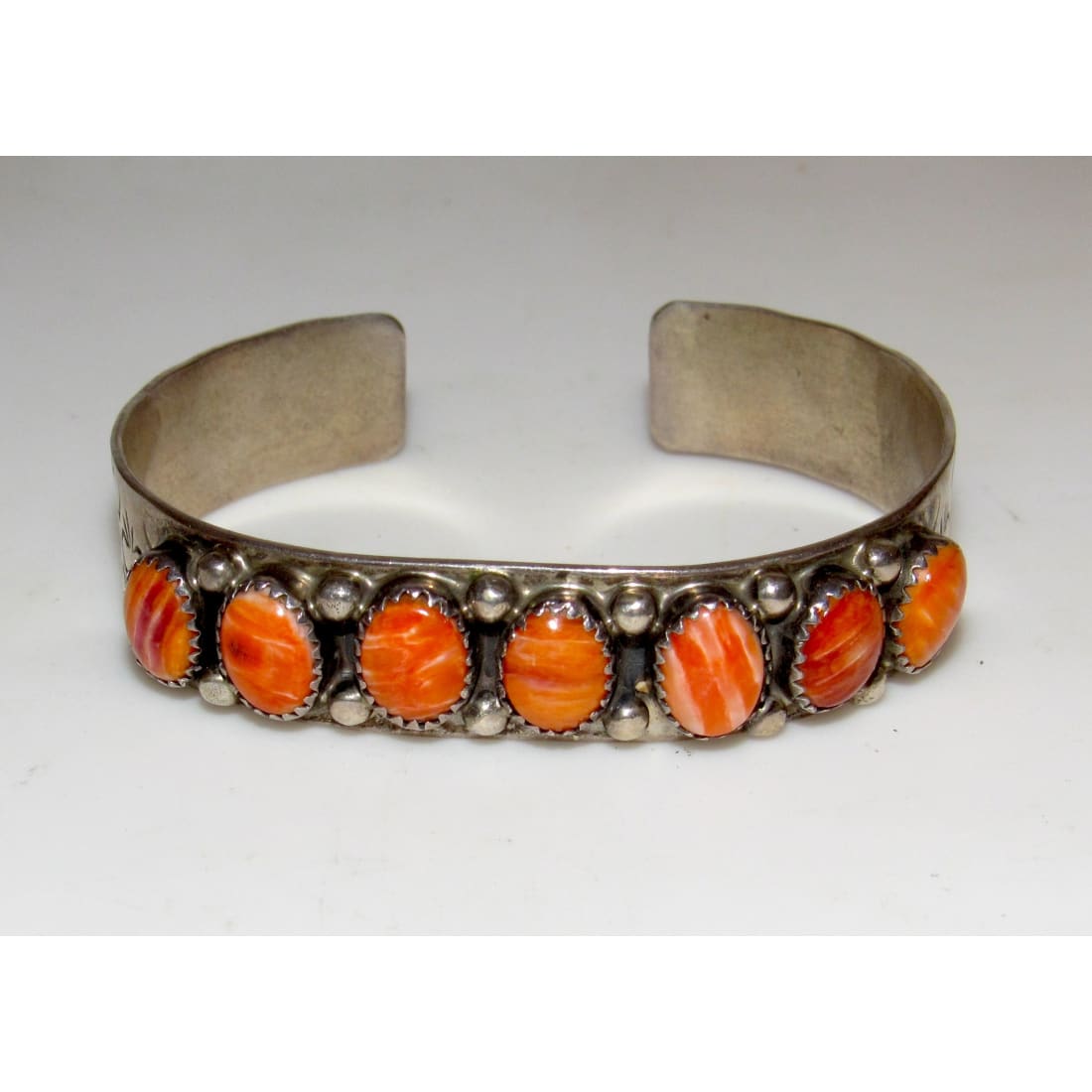 VTG Navajo Orange Spiny Stacker Cuff Bracelet Sterling