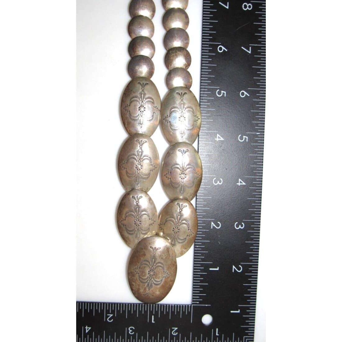 VTG Navajo Pearls Necklace Hand Stamped Pillow Beads