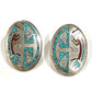 VTG Navajo Singer Turquoise Coral Inlay Yei Earrings