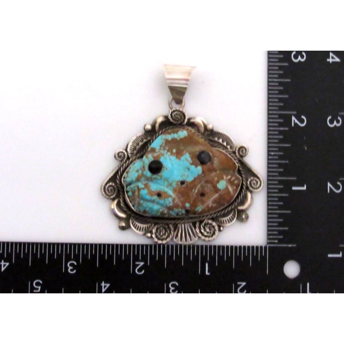 VTG Navajo Sterling Silver Number 8 Turquoise Carved Frog