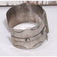 Native American Navajo Thunderbird cuff bracelet in silver with engraved designs and raised accents