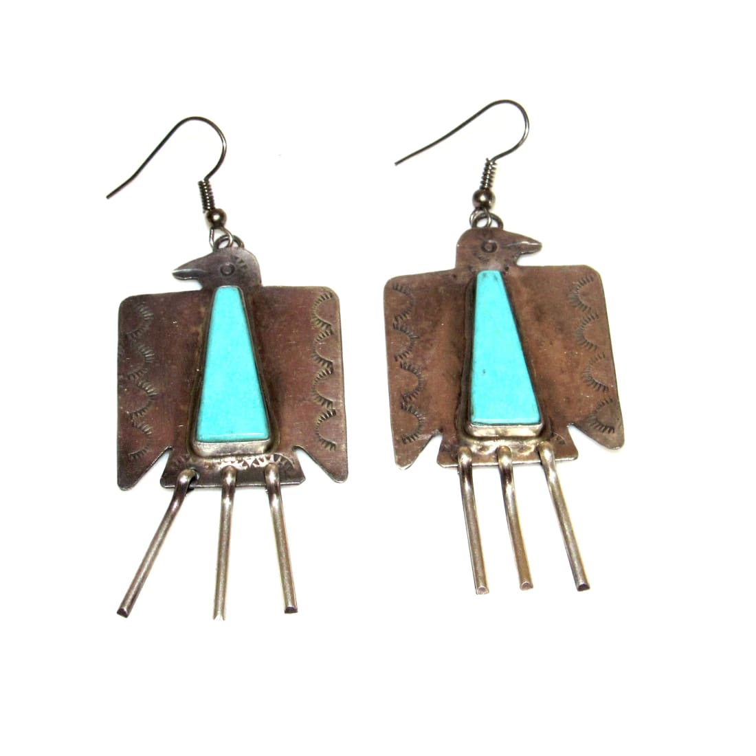 VTG Navajo Thunderbird Dangle Earrings Royston Turquoise