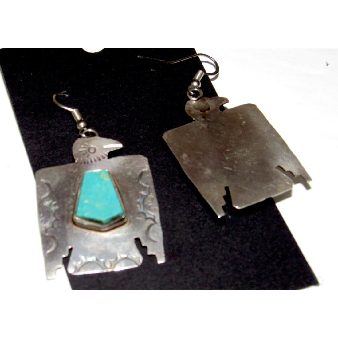 VTG Navajo Thunderbird Earrings Hand Stamped Sterling