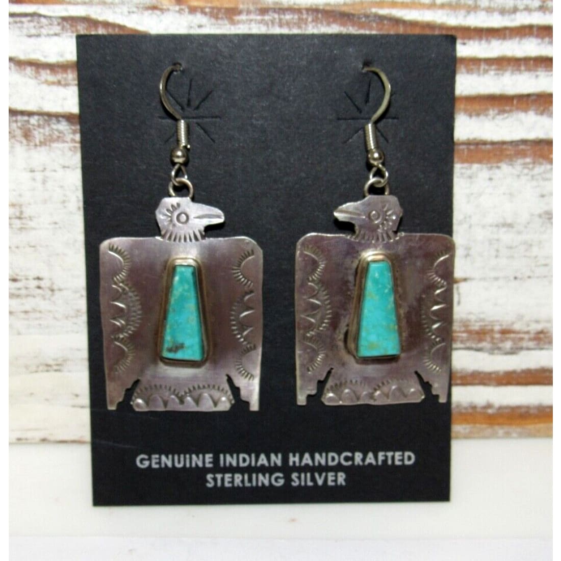 VTG Navajo Thunderbird Earrings Hand Stamped Sterling Silver