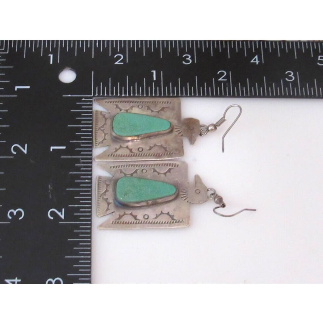 VTG Navajo Thunderbird Earrings Hand Stamped Sterling