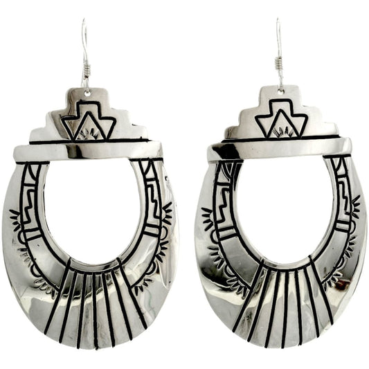 VTG Navajo Tommy Singer Earrings Sterling Silver Concho