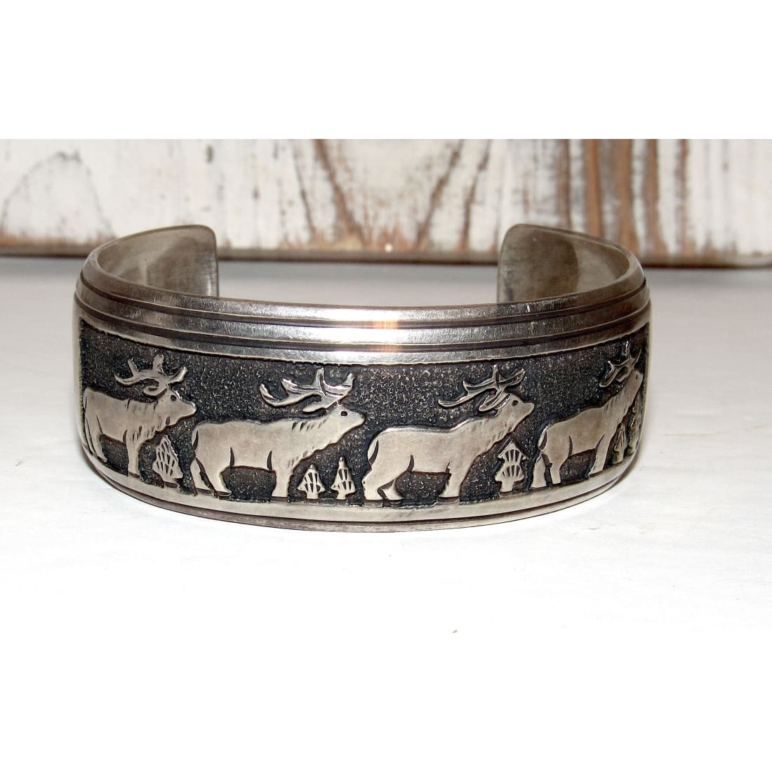 VTG Navajo Tommy Singer Elk Cuff Bracelet Sterling Silver