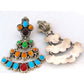 VTG Navajo Turquoise Dangle Earrings Orange Red Spiny