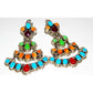 VTG Navajo Turquoise Dangle Earrings Orange Red Spiny