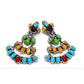 VTG Navajo Turquoise Dangle Earrings Orange Red Spiny