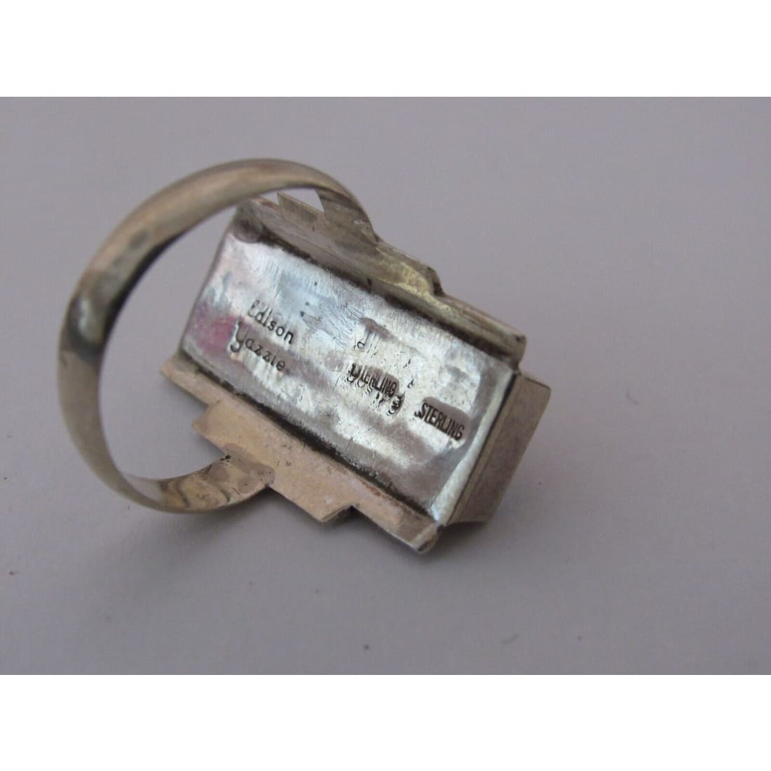 VTG Navajo Turquoise Sugilite Inlay Ring Sz 9 Sterling
