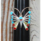 VTG Onyx & Turquoise Butterfly Zuni Sterling Inlay Ring