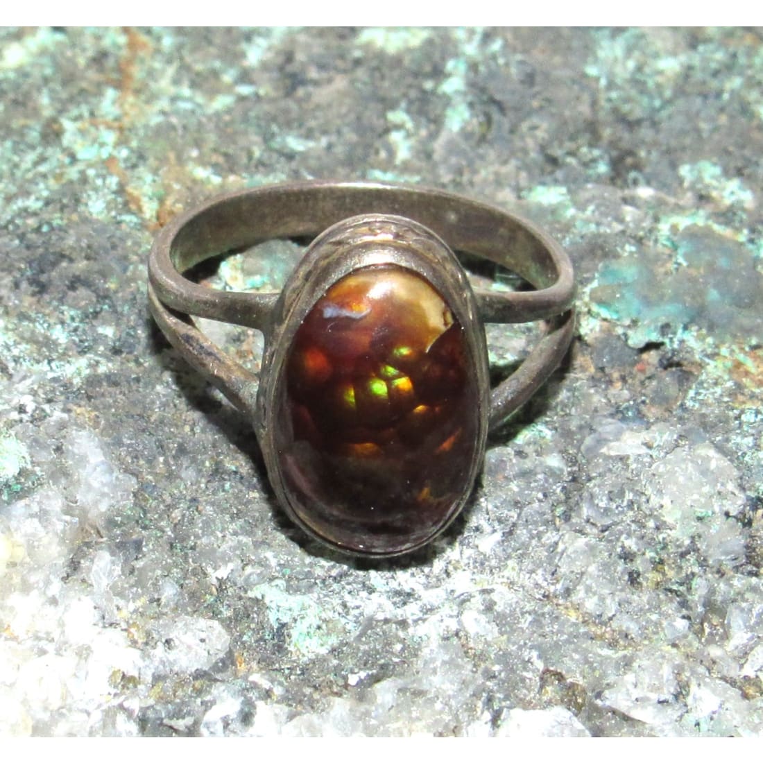 VTG Southwest Sterling Silver Boulder Opal Ring Size 7