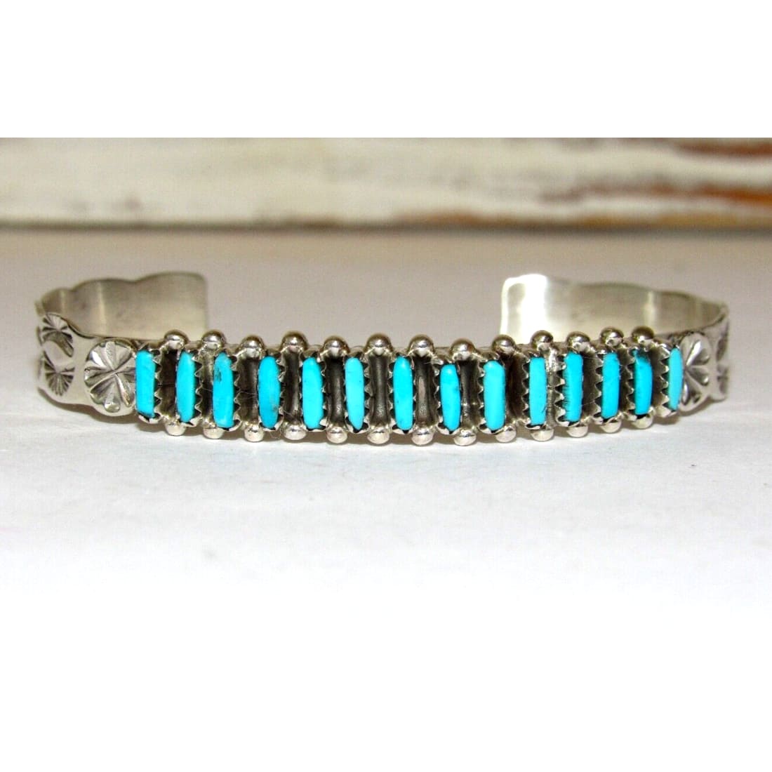 VTG Zuni Sleeping Beauty Turquoise Cuff Bracelet Sterling