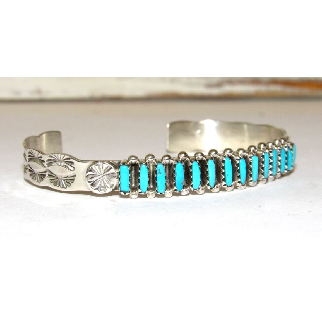 VTG Zuni Sleeping Beauty Turquoise Cuff Bracelet Sterling