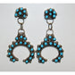 VTG Zuni Snake Eye Turquoise Naja Dangle Earrings Sterling