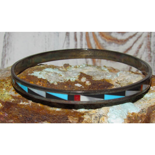 VTG Zuni Sterling Silver Bangle Bracelet 8.5’’