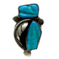 VTG Zuni Turquoise Carvel Leaf l Ring Sz 7 Sterling Silver