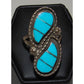 VTG Zuni Turquoise Inlay Sterling Silver Ring Sz. 6 Faye