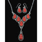 Zuni Coral Inlay Necklace and Earrings Set Sterling Silver F