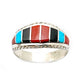 Zuni Coral Inlay Ring Sz 9 Sterling Silver M. Peynesta