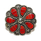 Large Zuni Coral Inlay Statement Ring Sz 8 Faye Lowsayatee