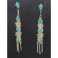 Zuni Dishta Style Inlay Turquoise Dangle Earrings Sterling