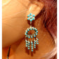 Zuni Needlepoint Turquoise Dangle Statement Earrings