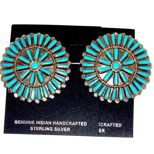 Zuni Petit Point Turquoise Post Earrings Sterling V. Byjoe