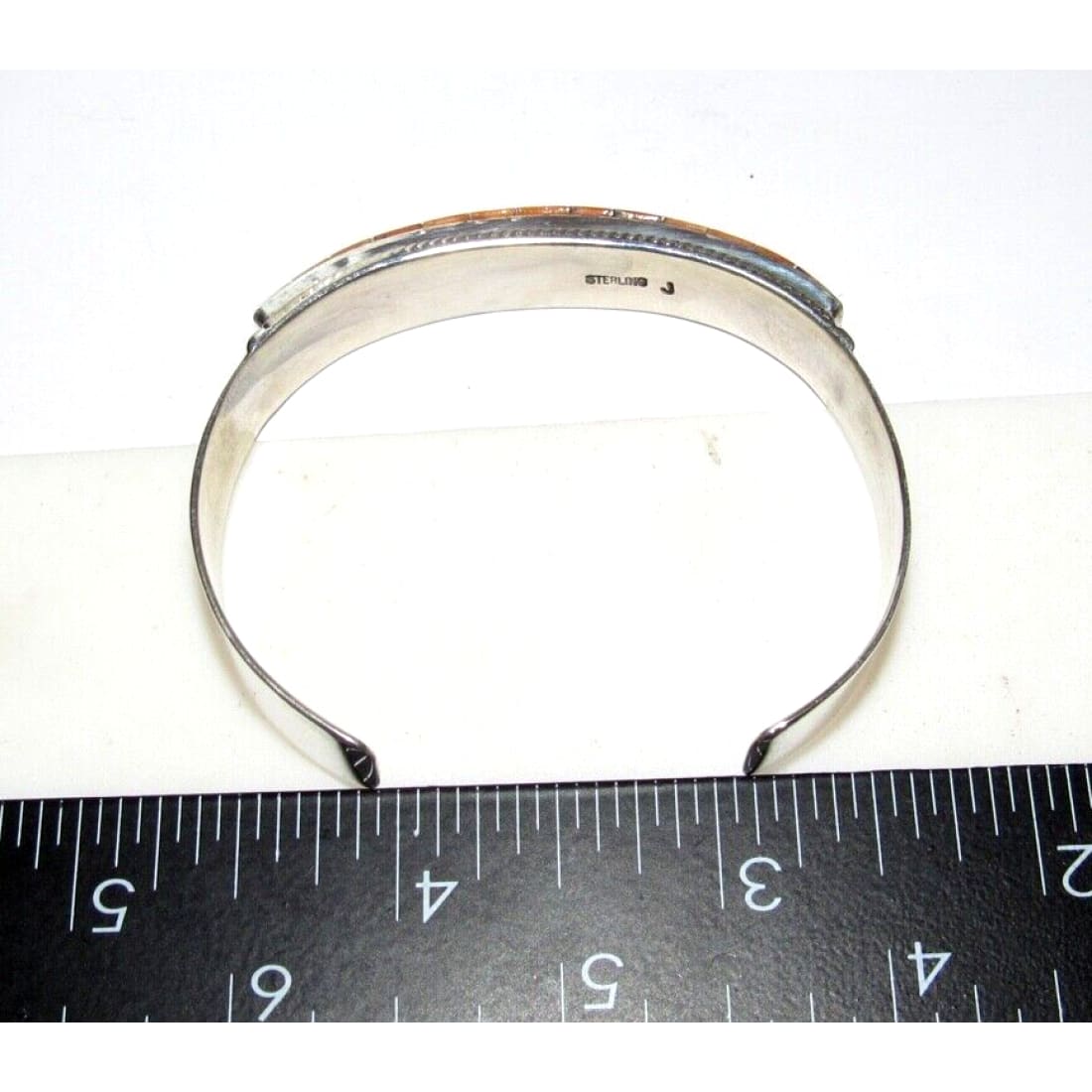 Zuni Red Spiny Inlay Stacker Cuff Bracelet Sterling Native