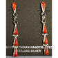 Zuni Red Spiny Oyster Sterling Silver Dangle Statement