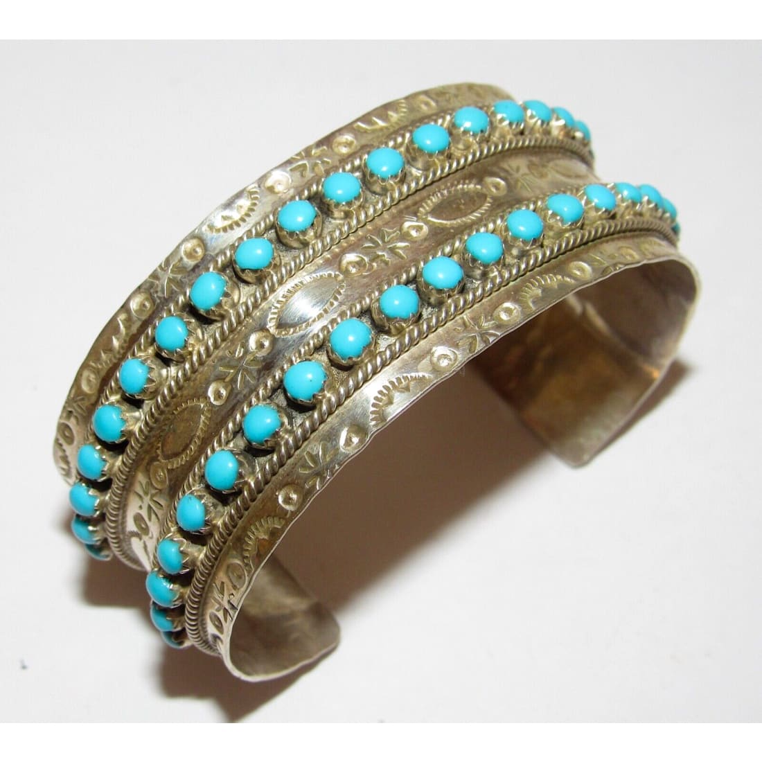 Zuni Sleeping Beauty Mine Snake Eye Turquoise Cuff Bracelet