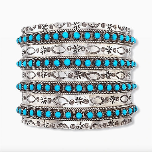 Huge Zuni Sleeping Beauty Mine Snake Eye Turquoise Cuff
