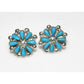 Zuni Small Turquoise Cluster Post Earrings Sterling Silver