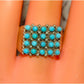 Zuni Snake Eye Turquoise Cluster Ring Size 8 Sterling Silver