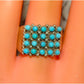 Zuni Snake Eye Turquoise Cluster Ring Size 9 Sterling Silver