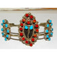 Zuni Snake Eye Turquoise Coral Cuff Bracelet Sterling Silver