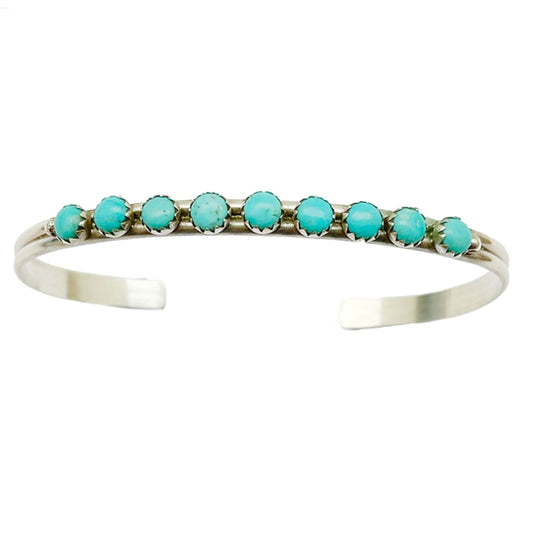 Zuni Snake Eye Turquoise Stacker Cuff Bracelet Sterling