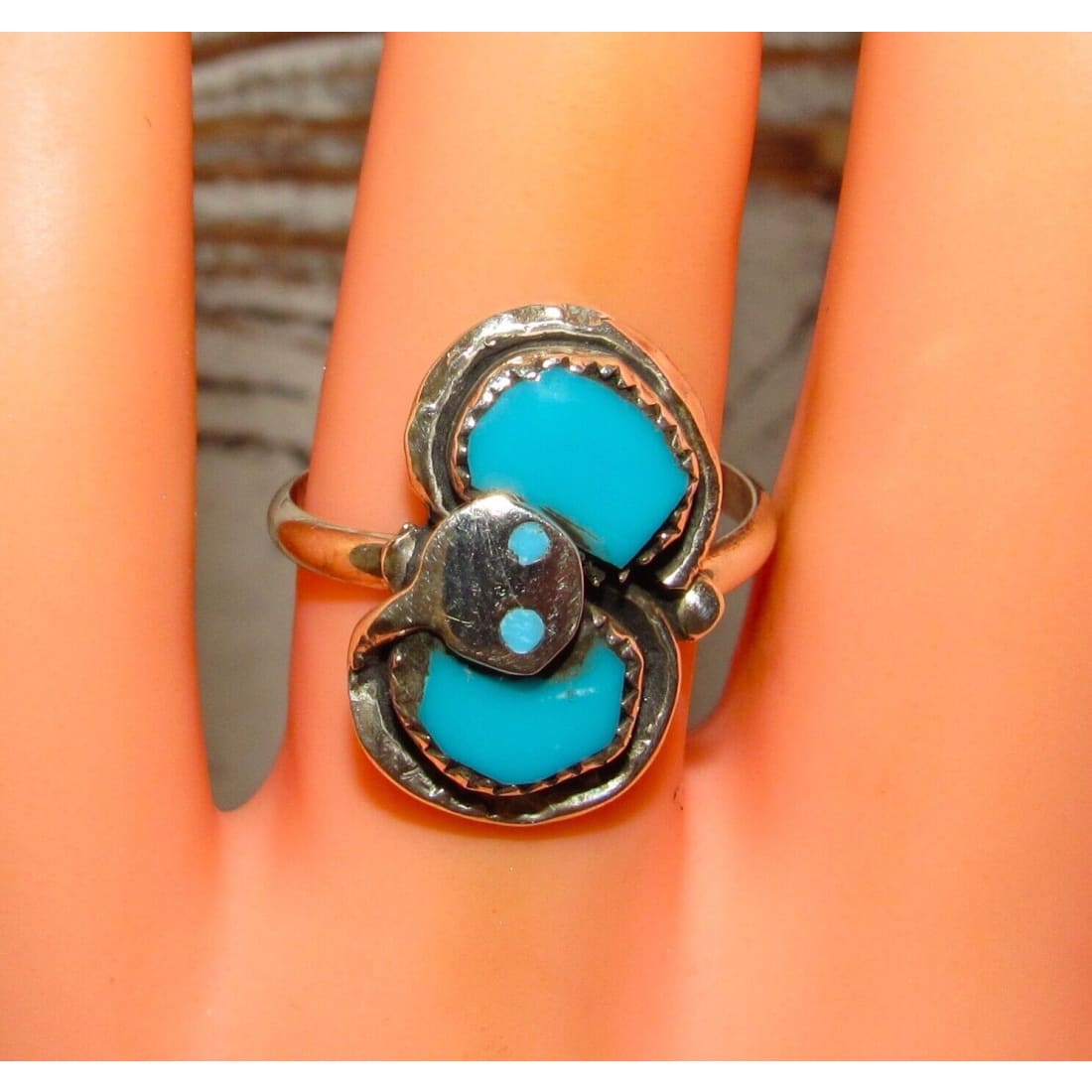 Zuni Snake Ring Size 7 Effie Calavaza Sleeping Beauty