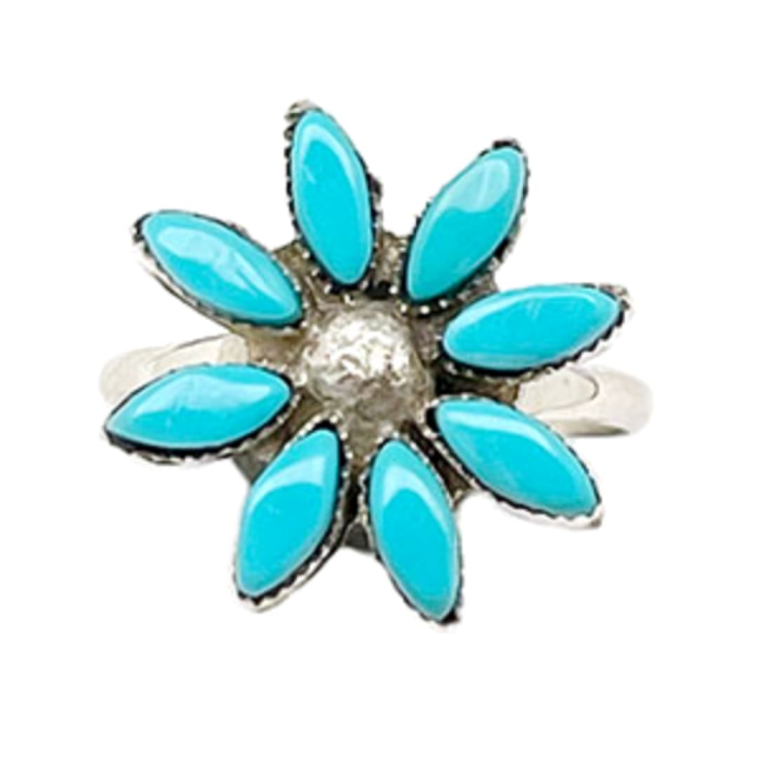 Zuni Sterling Silver Turquoise Cluster Ring Size 7.5 D