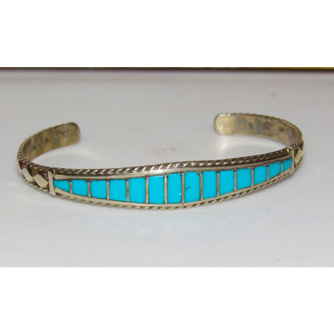 Zuni Turquoise Bracelet Inlay Sterling Native American