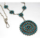 Zuni Turquoise Cluster Necklace Earrings Set Sterling Silver
