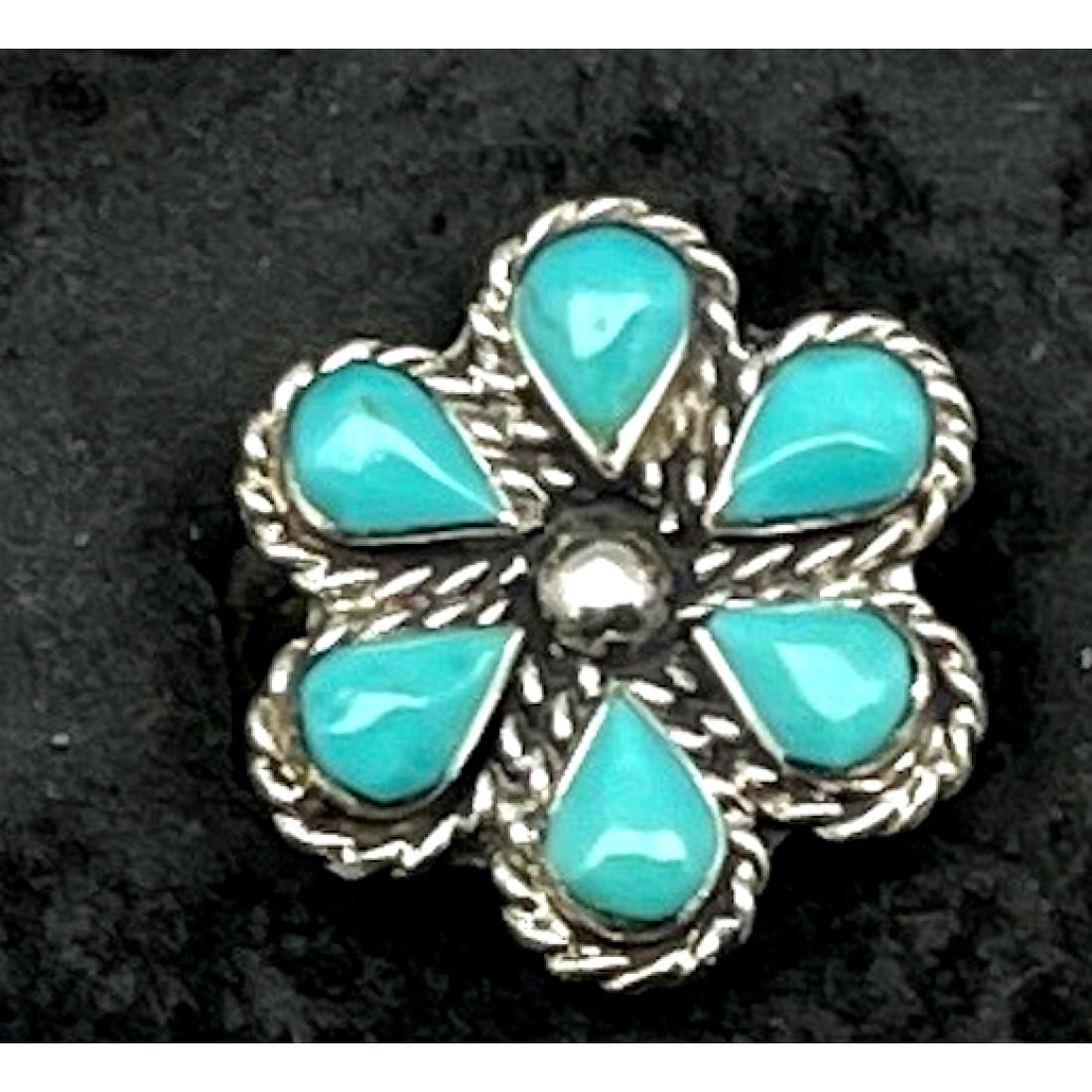 Zuni Turquoise Cluster Ring Sz 7 Sterling Silver Native