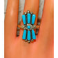 Zuni Turquoise Cluster Ring Sz 8 Sterling Silver Native